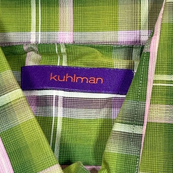 Kuhlman‎ Shirt Men's Medium 40 Medium Plaid Long Sleeve Button Front Green - Picture 3 of 12
